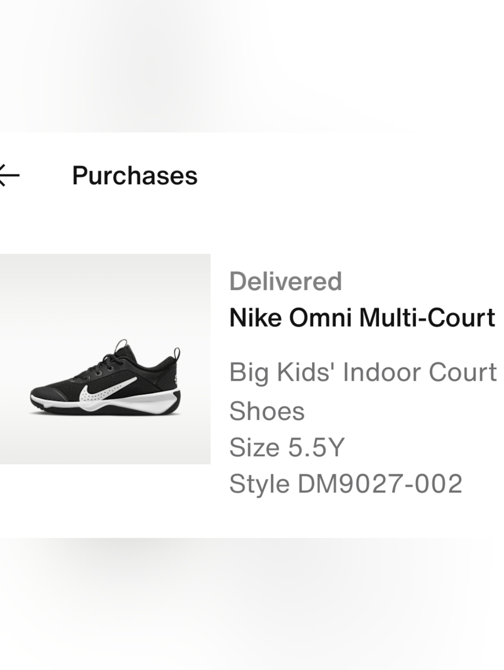 Nike Kids' Black and White Athletic Sneakers